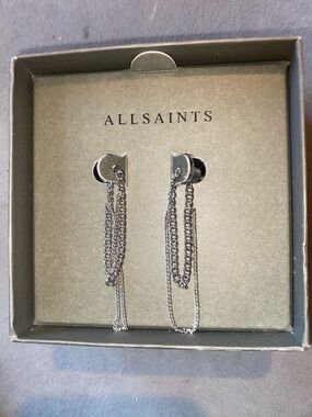 BNIB ALL SAINTS Silver Multi Curb Chain Drop Earrings